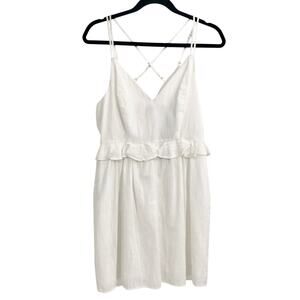 NWT BCBGeneration White Mini Dress Strappy Boho Ruffle V-neck Size 6